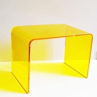 Let's Make Memories Acrylic Coffee Table, Bedroom Nightstand - Acrylic Side Table, Home Desk, Yellow, 305*195*220mm