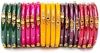 Swara Creations Traditional Bangles Set |Glass Kade with Gemstone, stone work | Glossy Bangles for Women & Girls