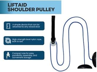 LiftAid Shoulder Pulley for Physical Therapy with Exercise Guide - Improves Shoulder Strength & Range of Motion - Reduces Pain, Helps in Muscle Recovery (Blue Pack of 10)