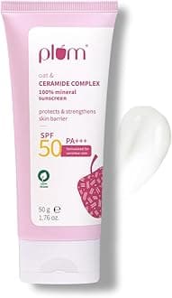 Plum Oat & Ceramide Complex100% Mineral Sunscreen | SPF 50 PA+++ | For Sensitive Skin | Strengthens Skin Barrier | Sun Protection From UVA/B Rays | Lightweight, Non-Oily | Men & Women | 50g