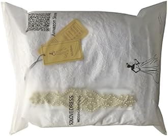 SOLOVEDRESS Women's Beaded Pleat Lace Wedding Dress Mermaid Bridal Gown with Sash