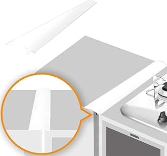 Linda's Essentials Silicone Stove Gap Covers (2 Pack), Heat Resistant Oven Gap Filler Seals Gaps Between Stovetop and Counter, Easy to Clean Stove Gap Guard (25 Inches, White)