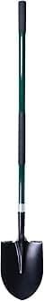 Heavy Duty Gardening Shovel, 56 Inch Round Blade with Fiberglass Handle (Green)