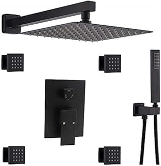 EngaBathroom Massage Body Spray Shower System 12-inch Rainfall Showerhead with Handheld Shower