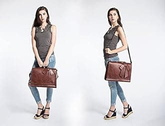 ECOSUSI Ladies PU Leather Laptop Bag Briefcase Crossbody Messenger Bags Satchel Purse Fit 14" Laptop, Brown