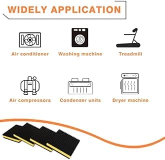 GCGOODS Rubber Anti-Vibration Pad, 4" x 4" x 7/8" Heavy Duty Ribbed Rubber with Yellow EVA Center Isolation Pads for HVAC, Air Compressor, Treadmill, Washer and Dryer, Air Conditioner Units, Pack of 4