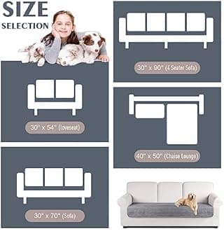 TAOCOCO 100% Waterproof Reversible Couch Cover for Dogs Pets - Cushion Protector for Sectional U Shape Sofa (Light Gray)