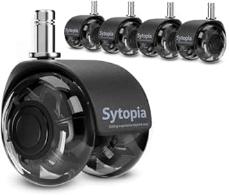 Sytopia Office Chair Wheels Replacement Set of 5, 11x22mm Pin Office Chair Castors for Hardwood Floor, Carpet, Smooth and Silent Gliding, Safe for All Floors (Black, Not Compatiable with 1KEA)