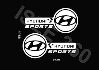 ISEE 360® Sticker for Car Exterior Rear View Mirror Bonnet Door SIdes Bumper Compatible with Hyundai I20 I10 Xcent Verna Sports Decals L X H 12 X 5.5 Cms Pack of 2 (Black)