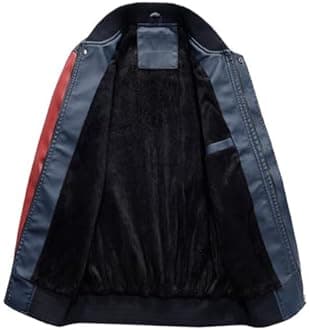 Lavnis Men's Faux Leather Jacket Casual Baseball Stand Collar Slim Fit Coat