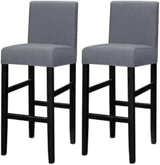 Lellen Bar Stool Covers Set of 2 - Jacquard Bar Stool Covers with Backs - High Stool Chair Covers for Kitchen Dining Room