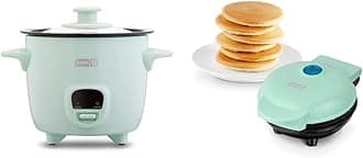 DASH Mini Rice Cooker Steamer with Griddle & Accessories - Aqua