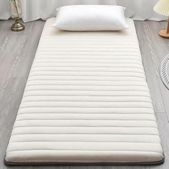 XDone Single Thickened 5cm Soft Futon Mattress Japanese Tatami Mat Portable Roll Up Mattress Folding Sleeping Bed Pad for Home Camping Couch (Cream Color, 90x190cm)