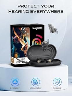 Hearprotek Noise Reduction Ear Plugs Reusable Hi-Fi Earplugs Wired Ear Protection for Motorcycles Work Construction Rave Party Airplane Travel (26dB)