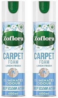 Linen Fresh Carpet Freshener & Care Foam, Carpet Cleaner,Stain Remover Foam for Carpets and Upholstery, Neutralises Odours, Deep Cleans, Pet Safe, 1x 600 ml (Pack of 2)
