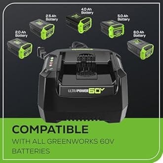 Greenworks Pro 60V Ultra Power 6A Rapid Charger - Works with All Greenworks Batteries