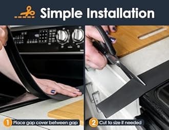 Linda's Essentials Silicone Kitchen Stove Counter Gap Filler (Black) - Pack of 2