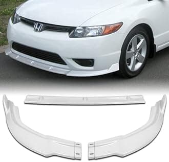 3 Pieces Front Bumper Lip Spoiler Splitter Side Body Kit Trim Protection Compatible with 2006-2008 Honda Civic 2DR Coupe, 2007 (Painted White)