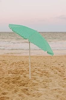 PICNIC TIME 5.5 Ft Portable Beach Umbrella, Lightweight UV Protection Sunshade with Tilt Pole & Carry Bag, Outdoor Canopy Umbrella for Beach, Sand, Pool, Patio, Camping, Travel, or Backyard Shade, (Mermaid Teal)