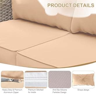 Outdoor Sectional Cushions, 5" Replacement Cushions for Patio Furniture, 9 Piece Water-Resistant Couch Cushion Replacement Set, for 4-seat Patio L Shaped Wicker Sofa (Beige)