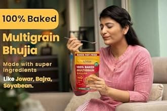 Kikibix Baked Multigrain Bhujia Namkeen, Healthy Snacks for adults & kids, Low Fat, Low Calories, High Protein Bhujiya Diet Mixture for diabetics- No Palm Oil, Baked Not Fried - Pack of 4