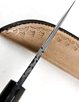 8.5 INCH Fixed Blade Black Horn and Rose Wood Custom Handmade Damascus Knife