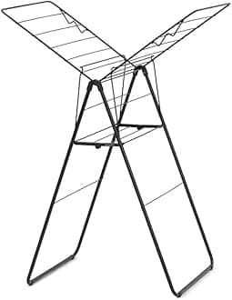 Brabancia 403347 Dry Rack Drying Stand, 32.8 ft (15 m), Foldable, Room Drying, Matte Black