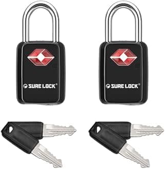 SURE LOCK TSA Approved Luggage s Smallest Key Travel Luggage s, Alloy Body with Steel Shackle, Key (Black 2 s)