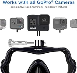 OCTOMASK - Frameless Dive Mask w/Mount for All GoPro Hero Cameras for Scuba Diving, Snorkeling, Freediving (Black)