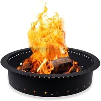 Iron Forge Tools Fire Pit Ring 24 inch Outer/18 inch Inner - Heavy Duty Metal Smokeless Round Fire Pit Insert Liner for Outdoor - (24x18x10 Inch) - Utility Patent Pending