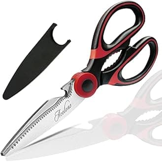 Acelone Kitchen Shears, Premium Heavy Duty Shears Ultra Sharp Stainless Steel Multi-Function Kitchen Scissors For Chicken/Poultry/Fish/Meat/Vegetables/Herbs/Bbq (Red Black)
