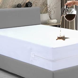 Bed Bug Mattress Protector, Anti Allergy Fully Zipped Waterproof Mattress Encasement with Zip dust mite mattress cover Double (137 x 190+30cm)