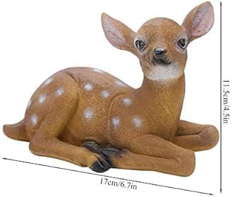 Garden Deer Statues, 2Pcs Sika Sitting Deer Statue Sculpture Animal Model Art Craft Outdoor Garden Decoration, Spring Ornaments for Yard Lawn Decor