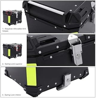Aluminum Motorbike Tail Box Trunk Waterproof Scooter Rear Top Box, Top Case for Store Helmet Large Luggage, 36L 45L 55L 65L with Security Lock(Silver,36L)