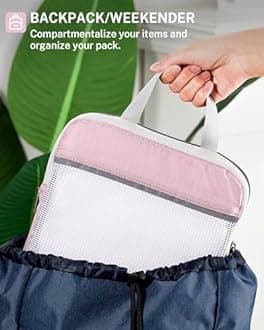Compression Packing Cubes, Gonex Extensible Storage Mesh Bags Organizers, B: 6 PCS Pink, L+M+S+XS+Slim+Laundry Bag