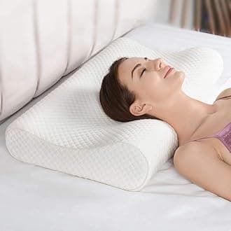 Cervical Contour Memory Foam Pillow for Sleeping,Orthopedic Pillow for Neck Pain, Support for Back,Stomach,Side Sleepers, with Breathable Zip Cover (White)
