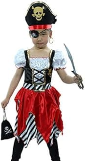 Rabtero Kid's Pirate Costume,Deluxe Pirate Role Play Dress Up Set with Plenty of Toys for Boys and Girls