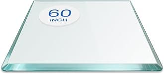 Dulles Glass 60 inch Square Glass Table Top - Tempered - 1/2" Thick Glass Surface, Safe Beveled Edge, Radius Corners, Multipurpose for Dining Table, Patio, Coffee and End Table