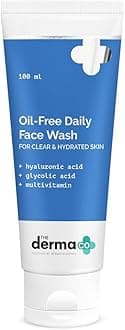 The Derma Co Oil-Free Daily Face Wash for Clear & Hydrated Skin | Gently Exfoliates & Removes Excess Oil | Hyaluronic Acid Helps Fight Post-Wash Dryness | 3.38 Fl Oz/100ml