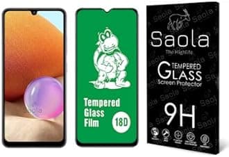 Saola 18D Tempered Glass With Inbuilt Airbag Borders For Samsung Galaxy A32 5G Smartphone(Pack Of 1)With Free Installation Kit. Full Screen Coverage-6.5 Inch