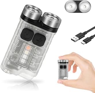 FTOYIN Small Powerful EDC Flashlight with Five Light Modes, 900LM Rechargeable Mini Pocket LED Keychain Flash Light with Magnet, IP65 Waterproof for Camping, Outdoor, Emergency (White)