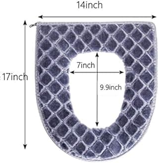 Toilet Seat Cover for Bathroom, Toilet Seat Cushion Covers Soft Thicker Warmer Washable Toilet Seat Cover Pads with Zipper Home Reusable (Gray)