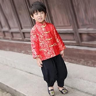 Boy Tang Suit Dragon Long Sleeve Shirt Chinese New Year Outfit Chinese Tradit...