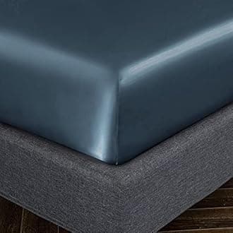 Homiest 4pcs Satin Sheets Set Luxury Silky Satin Bedding Set with Deep Pocket, 1 Fitted Sheet + 1 Flat Sheet + 2 Pillowcases (Queen Size, Deep Sea Blue)