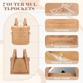 Leather Diaper Bag Backpack by miss fong, Backpack Diaper Bag with Changing Pad,Wipes Pouch,Diaper Bag Organizer