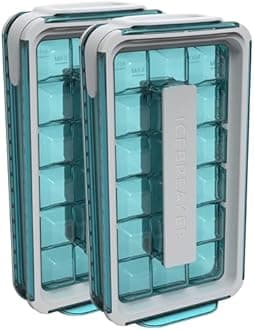 Pop 2.0 Ice Cube Tray - Make and Serve Ice without Touching - Silicone, 2 Pack (Turquoise)