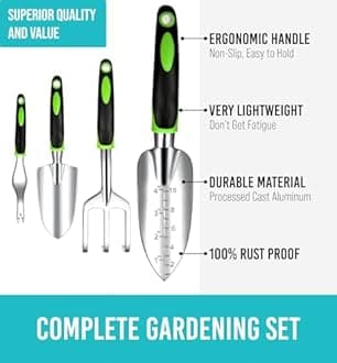 GROWIT Heavy Duty Gardening Tools - 22 Piece Gardening Gift for Women Men Mom Dad - Durable Ergonomic Garden Tools Set