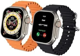 Smart Watch for Girls Boys Teens Men Women with Blood Pressure Monitor Fitness Tracker Call and App Notifications - (Silver Dial & Orange Strap)