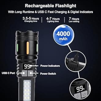 Flashlights High Lumens Rechargeable 3 Packs, 900,000L Handheld Tactical Led Flashlight High Powered with 5 Light Modes, Cob Side Light, USB C, Zoomable, Super Bright Flash light for Emergency