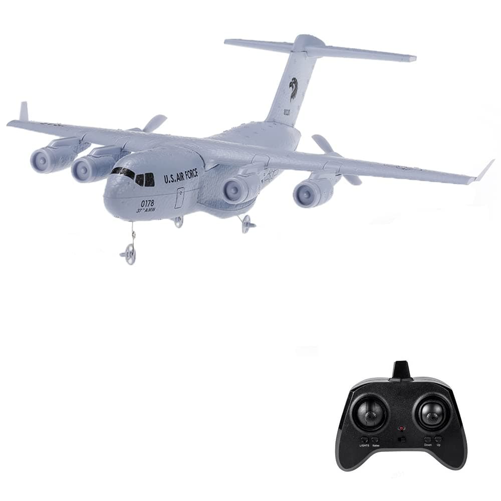 C-17 RC Airplane, 2.4GHz 2CH Remote Control Airplane, Military Transport Aircraft with 373mm Wingspan, EPP Foam Fixed-Wing RC Plane, Easy to Fly for Beginners and Adults
